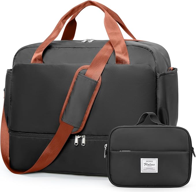 Travel Duffel Bags for Women, Carry-on Overnight Weekender Bag with Wet Pocket & Toiletry Bag, For Spirit Airlines 18x14x8 Personal Item Bag