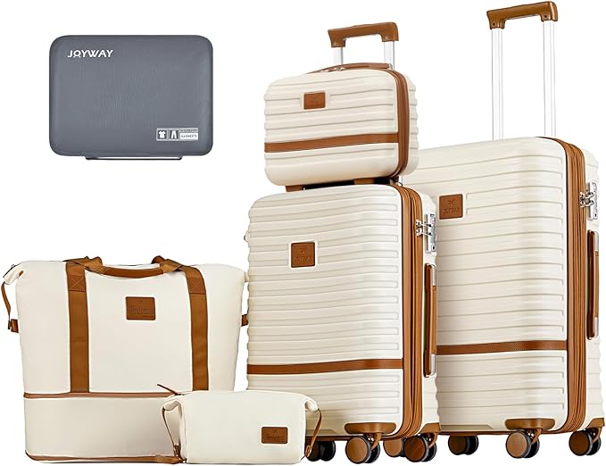 Joyway Carry on 20Inch &24 Inch Checked Luggage Set, 2-Piece Expandable Suitecase Set with Spinner Wheel, Hard Shell Suitcase with TSA Lock(White)