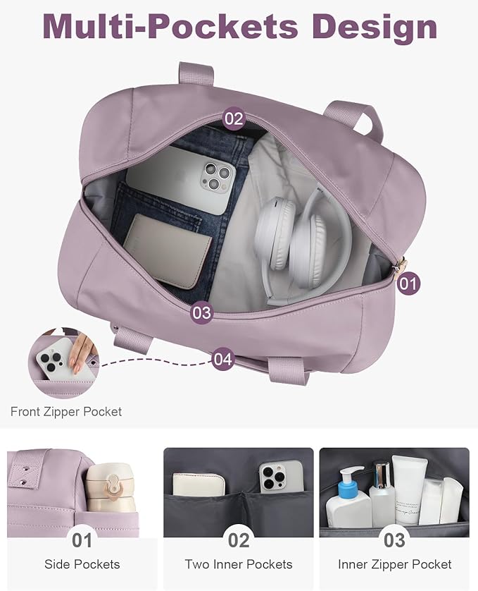 Travel Duffle Bag, Waterproof Weekender Overnight Hospital Bags for Women Men with Toiletry Bag Lightweight Carry on Personal Item Duffle Gym Bag for Travel, Airplanes, Sports