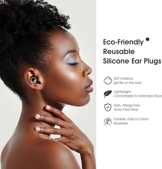 Ear Plugs for Sleeping Noise Cancelling,Soft EarPlugs for Concert,Reusable Ear Plugs for Noise Reduction with 8 EarTips,Silicone Hearing Protectio for Work and Travel(Black)
