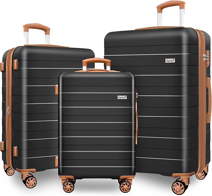 Zebra Luggage Sets 3 Piece, 20" Carry On Luggage with Spinner Wheels, Hardside Business Travel Suitcase Set with TSA Lock, Lightweight Suitcase,20/24/28 inch,Black Brown