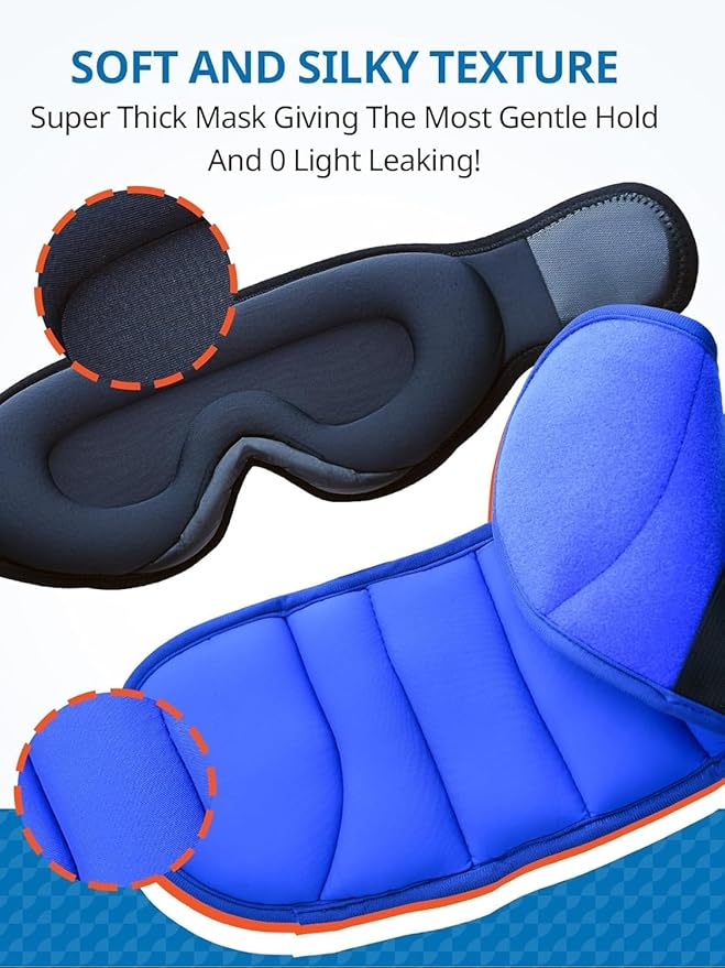 Travel Pillows for Airplanes, Airplane Pillow for Long Flight, Airplane Head Strap with Sleep Eye Mask, 360° Support Headrest for Car Trip, Travel Essentials Stop Bobblehead, Mottled Blue
