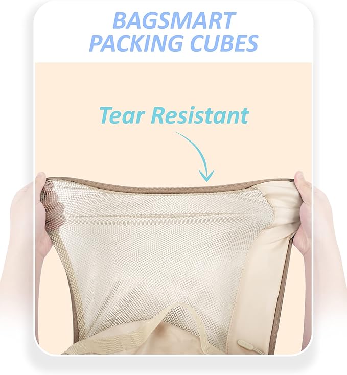 BAGSMART Keep Shape Packing Cubes, 7 Set for Travel, Lightweight Cubes, Suitcase Organizer Bags Set for Essentials
