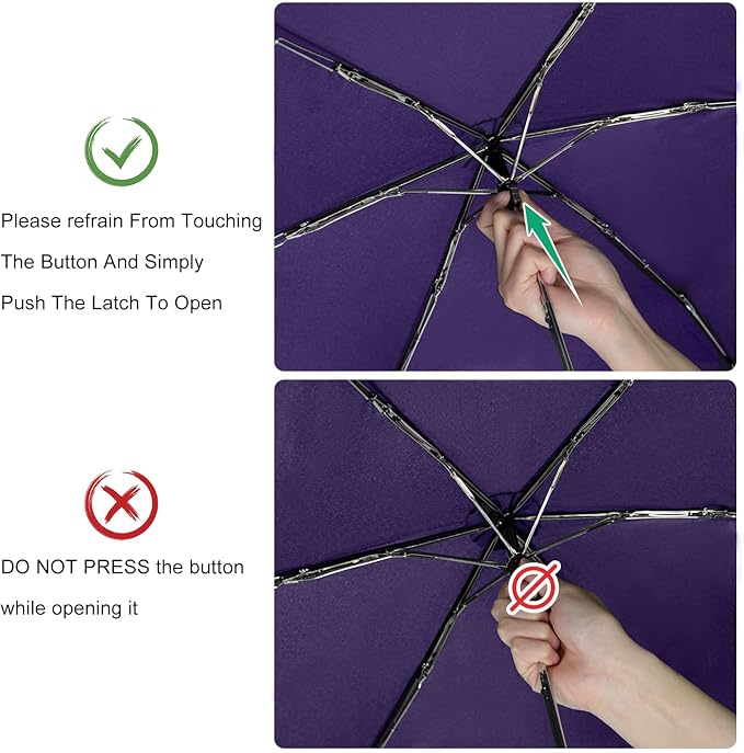 Lejorain Travel Mini Umbrella for Purse - Black Compact Durable Cool Teflon Light Weight Flat Backpacking Umbrella Portable Paraguas