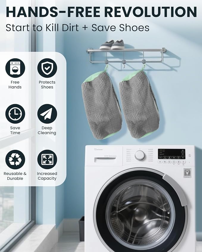 Shoe Washing Machine Bag: 2 Pack Reusable Shoes Cleaning Bags, Heavy Duty Shoe Laundry Bag for Washer & Dryer, 360° Deep Clean for Sneakers Tennis Shoes, Gifts for Women Men