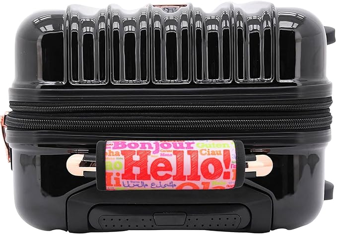 Luggage Handle Wrap for Suitcase-Printed Bright Neoprene Luggage Tags/Grips/Identifiers/Markers/Covers/Gripper for Suitcases Carry On Bags 5 Packs (Hello)