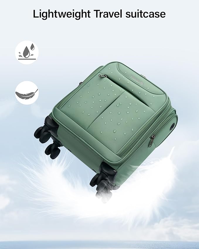 Hanke Underseat Carry On Luggage with Wheels, Lightweight Small Suitcase Airline Approved 16 Inch Softside Personal Item Travel Bag for Women Men, Compact Under Seat Luggage.(Forest Green)