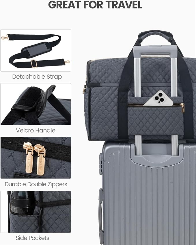 LOVEVOOK Travel Duffle Bag - Weekender & Overnight Bag with Toiletry & Wet Pocket, Carry-On Size, 3pc Set