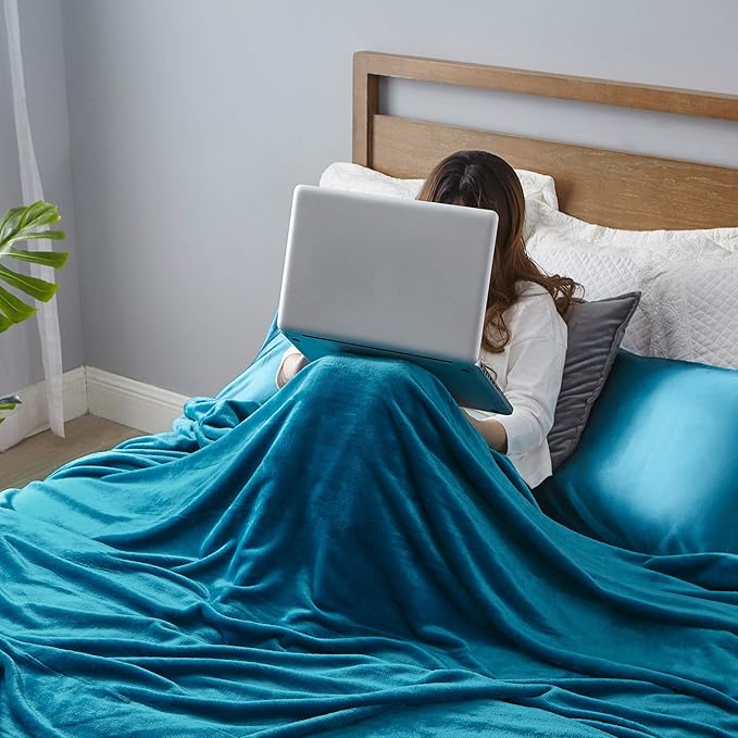 Hansleep Fleece King Size Blanket for Bed Teal, Super Soft Flannel Fuzzy King Size Plush Cozy Blanket for All Seasons, Teal, King 90x108 Inches