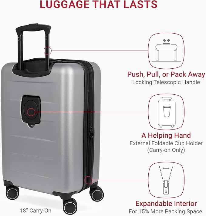 SwissGear 8020 Eclipse Collection Hardside Expandable Luggage – Ultimate Grey