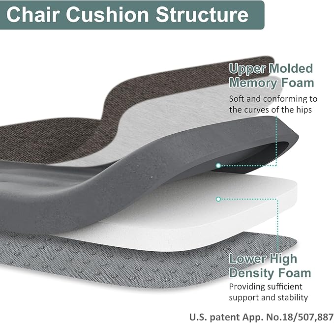 Shinnwa Seat Cushions for Dining Room Chairs 4 Pack, Patented Design Memory Foam Dining Chair Pads with Ties and Washable Cover, Set of 4, 17" x 16" x 2", Dark Brown