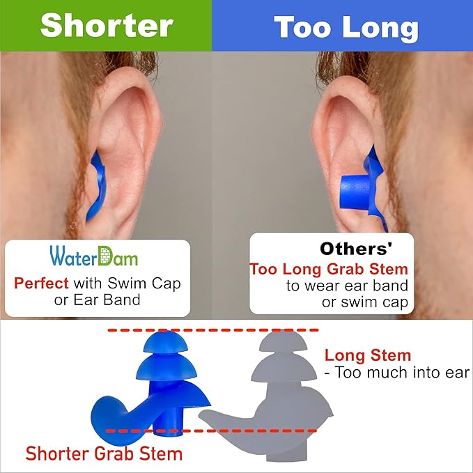 WaterDam Swimming Ear Plugs Great Waterproof Ultra Comfy Earplugs Prevent Swimmer's Ear
