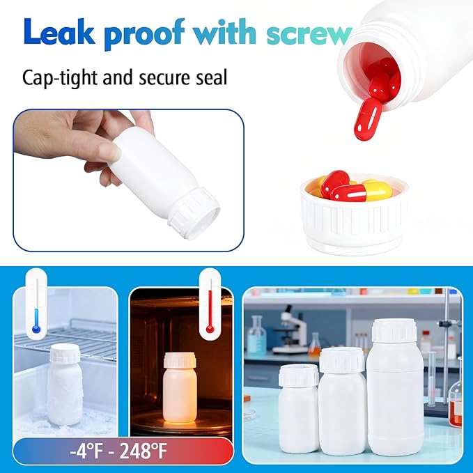 4Pack 3.4oz (100ml) BPA-Free Wide Mouth Plastic Travel Bottles - Empty Small Containers with Lids & Caps, EVOH High Barrier Leak Proof Storage for Toiletries, Samples, Medicine & Water