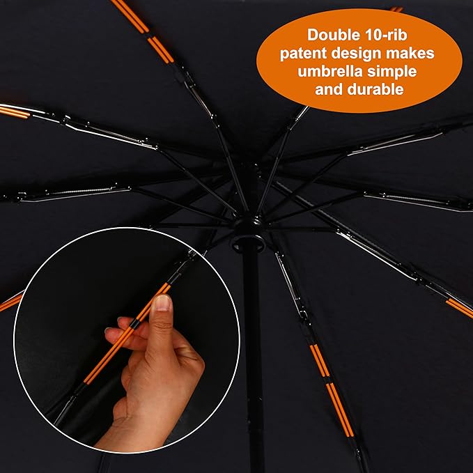 Bluinzi 46 Inch Compact Umbrellas for Rain - Travel Small Umbrella - Automatic Folding Umbrella - Windproof Portable Umbrella, Double 10-rib