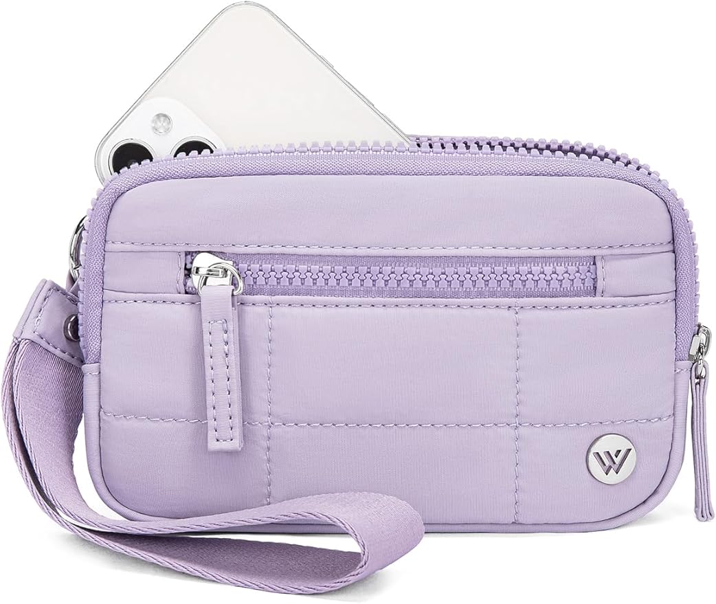 WESTBRONCO Wristlet Wallets for Women – RFID Blocking Quilted Nylon Phone Wallet, Card Holder Purse for Travel & Everyday Use