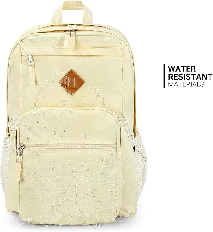 ZORFIN 26L Backpack for College, and Travel: Water Resistant Bookbag - Beige