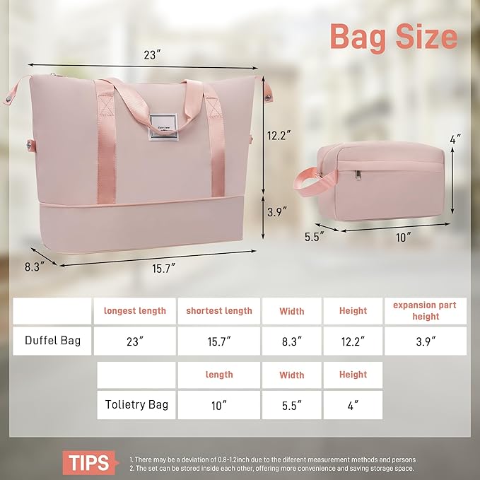 6 Piece Luggage Set Hard Shell - Light Pink Traveling Suitcases with Spinner Wheels and Duffel Bags for Family Travel, Durable Carry On Luggage Sets with Lock for Women and Girls