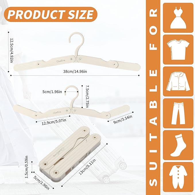 Foldable Travel Hangers 4 Pack Space-Saving ABS - Cruise Essentials 2026 for Cruise Ship & RV