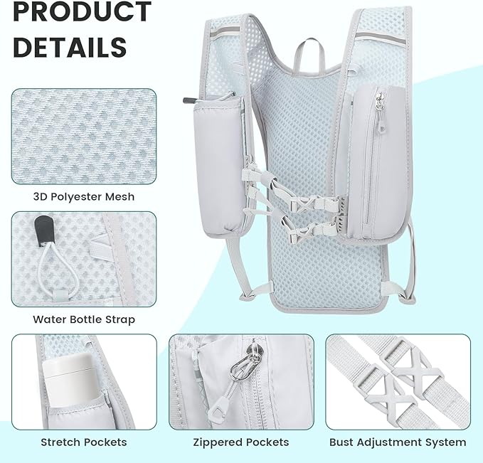 Small Hiking Backpack 10L - Lightweight Packable Foldable Backpack for Travel Camping Outdoor Commute, Compact Rucksack for Women Men(Grey)