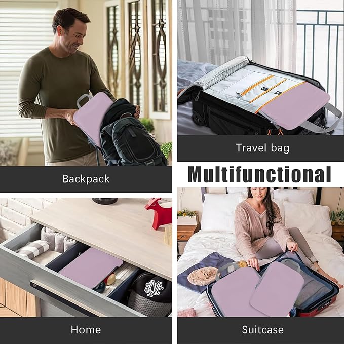 4 Set Compression Packing Cubes Travel - Travel Accessories Expandable Packing Organizers for Carry On - Essentials Luggage Bags - Lavender