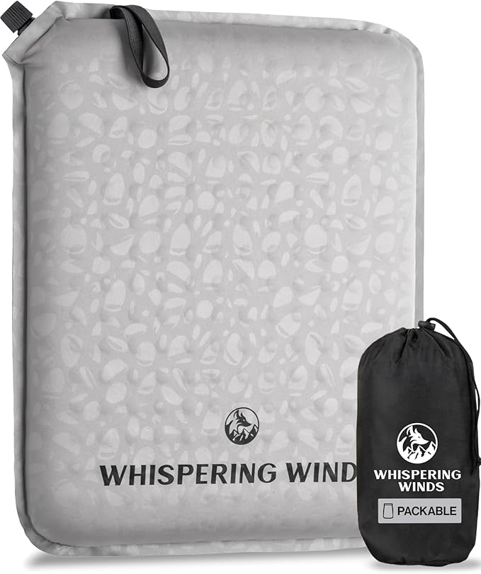 Whispering Winds Inflatable Seat Cushion - Comfortable Blow-up Foam Pad for Airplane, Travel, Stadium, Outdoors, Camping, Car & More