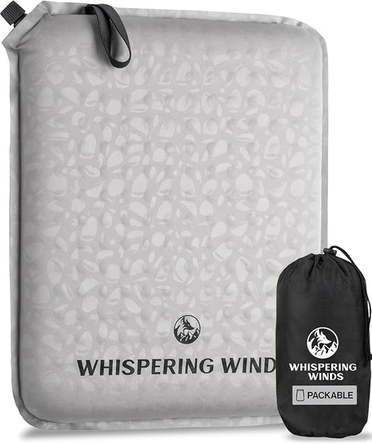 Whispering Winds Inflatable Seat Cushion - Comfortable Blow-up Foam Pad for Airplane, Travel, Stadium, Outdoors, Camping, Car & More