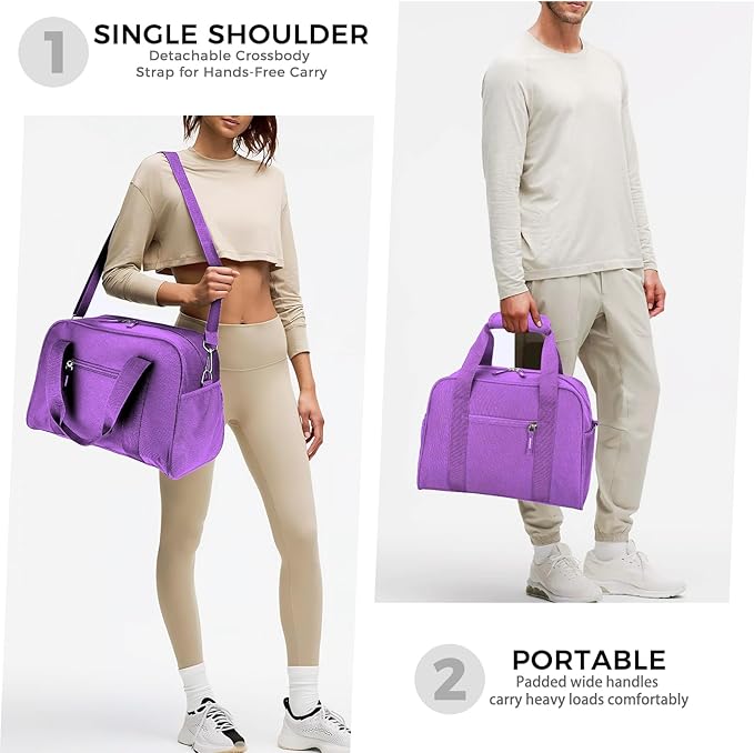 SeaRock 14 inch Small Gym Bag for Men & Women, Mini Duffle Bag for Travel Sports, Lightweight Carry On Duffel Bag, Purple