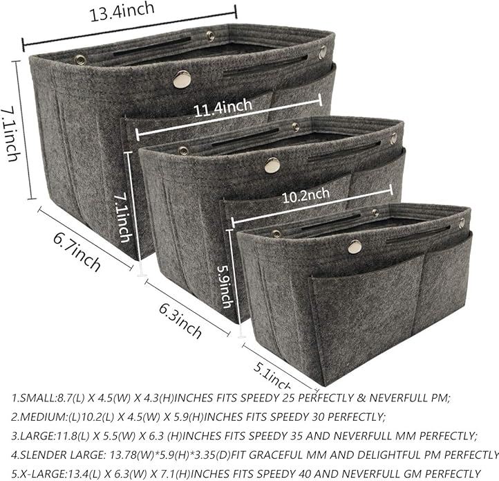 LEXSION Felt Purse Organizer Insert - Multi Pocket Bag in Bag Organizer Shaper