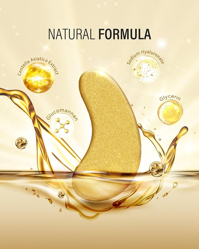 24k Gold Under Eye Patches (50 Pairs), eye mask, Collagen Skin Care Products, Eye Patches for Puffy Eyes, eye masks for dark circles and puffiness