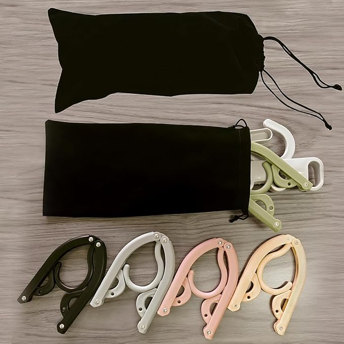 WaWacomp1PC Portable Folding Clothes Drying Rack and 5 Pcs Foldable Hangers which is a Great Combo for Travel, Hotels, Camping, with a Large Storage Bag