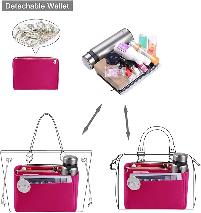 Purse Organizer, Felt Bag Organizer Insert Purse Organizer For LV Speedy, Neverfull, Tote, Handbag,Shaper 5 Sizes