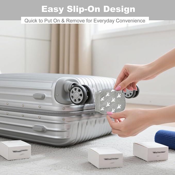 12Pcs Luggage Wheel Covers for Suitcase Wheels Full Wrap Fabric Protector Sleeves for Universal Luggage Wheel Protection Covers with Dirt Guard for Travel Bags and Storage Use