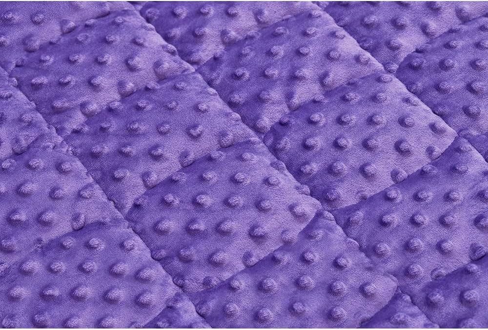TONGDADA Weighted Lap Blanket 7lbs for Adult,Perfect for Relaxation, Lounging, Napping, Sleeping & Travel,Luxury Minky Weighted Body Blanket,Weighted Throw Blanket-Violet Minky Dot, 29" x 24"