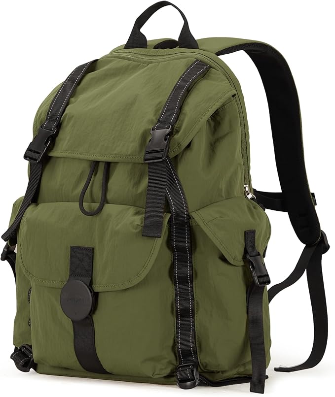 mixi Travel Backpack for Women Men, 18 Inch Carry On Laptop Backpack Flight Approved fits 16'' Laptop, Lightweight Waterproof Hiking Backpack Travel Outdoor Business Casual Daypack, Jungle Green