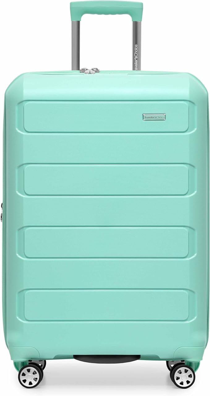 Traveler's Choice Pagosa Hardshell Expandable Luggage with Spinner Wheels, Mint, 3-Piece Set (22/26/30)