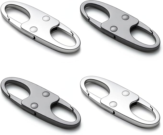 zelin 4pcs Zipper Clips Anti Theft, Airplane Gadgets and Travel Essentials, Excellent Metal Small Carabiner Clip for Backpacks and Anti Theft Crossbody Bags for Women (2Grey, 2Silver)