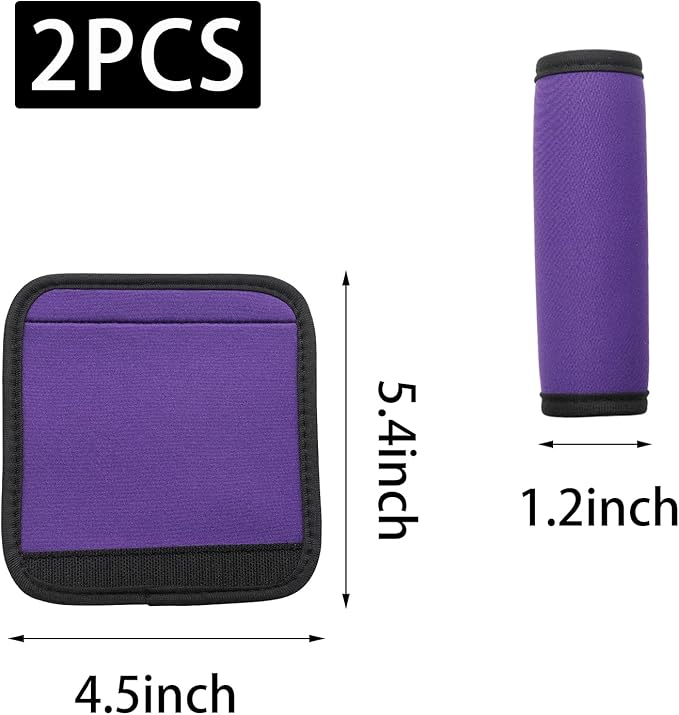 2pcs Purple Luggage Handle Wraps for Suitcase- Soft Suitcase Handle Covers for Travel Accessories（ Bright Color for Suitcase Tags Identifiers ）