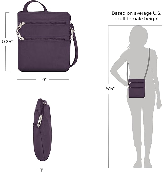 Travelon Anti-theft Classic Slim Double Zip Crossbody