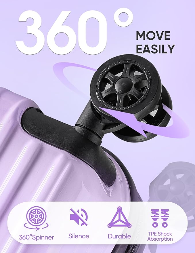 Carry on Luggage - Airline Approved Suitcases with Spinner Wheels, Built-In TSA Lock，Hard Shell Expandable Suitcases