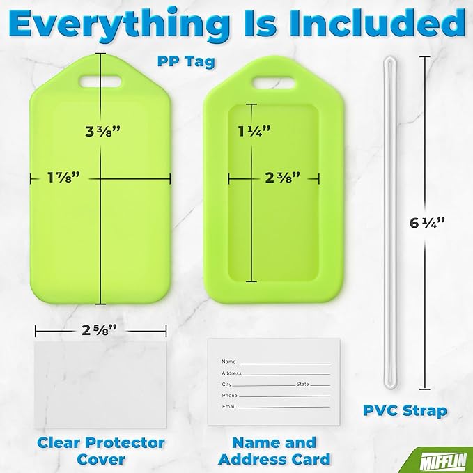 MIFFLIN Luggage Tags (Variety, 50 PK), Bag Tag for Baggage, Suitcase Tags Bulk