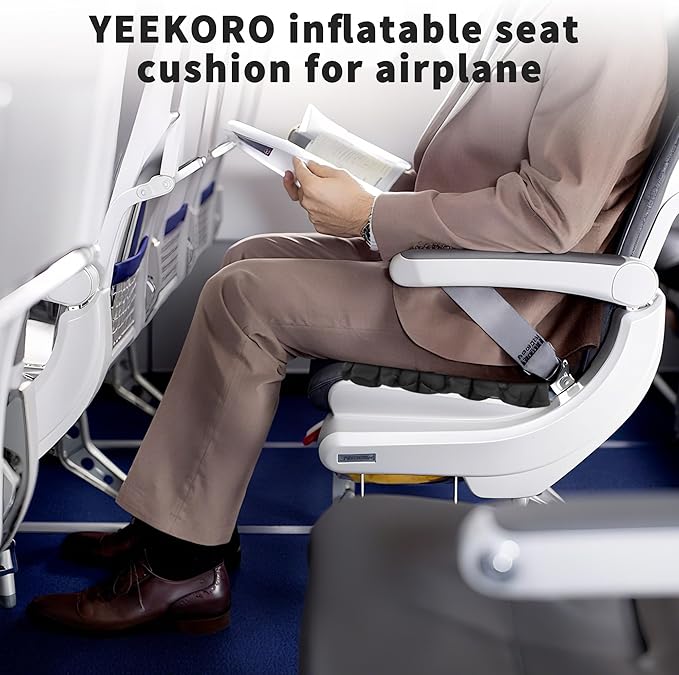 Inflatable Seat Cushion, Lightweight Camping Air Sitting Pad with Repair Cloths, Waterproof Air Cushion, Portable Air Seat Cushion for Climbing Hiking Office Airplane Car Stadium Seat