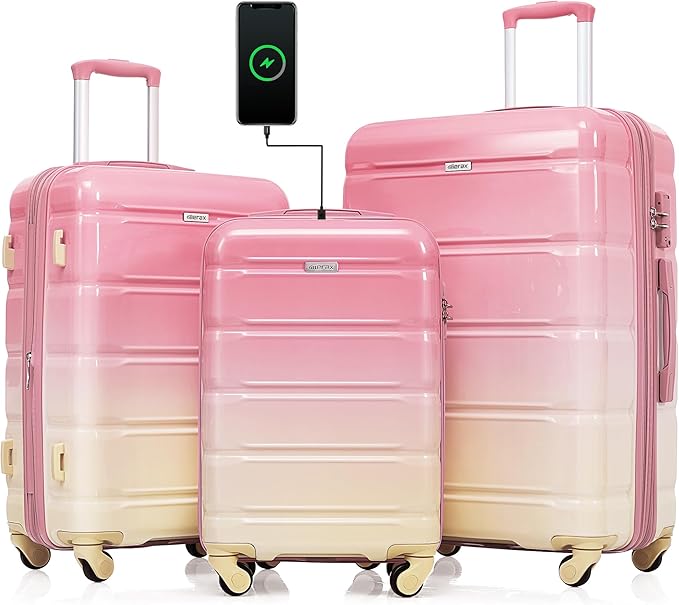 Luggage Sets 3 Pcs Suit case, ABS Hardside Suit case with Spinner Wheels Lightweight TSA Lock
