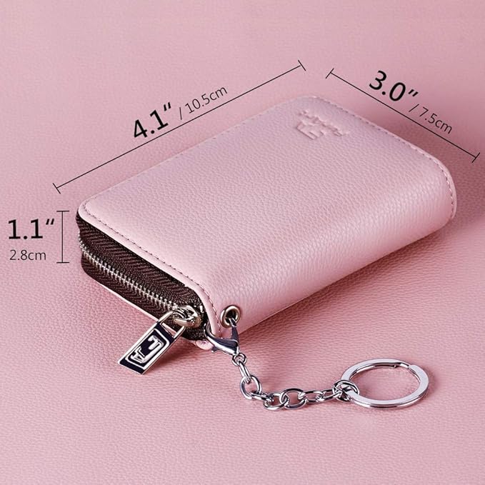 FurArt Zipper Wallet Women, RFID Blocking Credit Card Wallet, Business Card Holder, Compact Size KeyChain Wallet