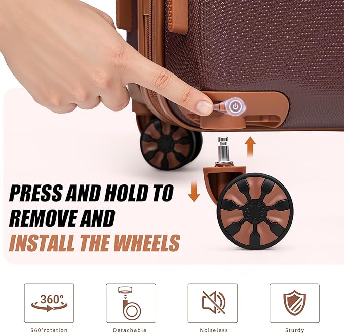 Expandable Luggage Sets 5 Piece with Detachable Spinner Wheels and TSA Lock,ABS Hard Case Suitcases with Wheels,Carry On Luggage Set