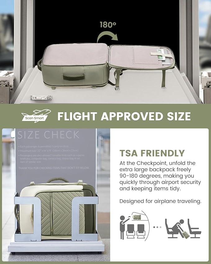 LOVEVOOK Large Travel Backpack for Women, TSA Carry on Backpack for Airplanes, 40L Personal Item Travel Bag for Women fits 17" Laptop,Waterproof Carry on Bag Airplane Approved with 3 Packing Cubes