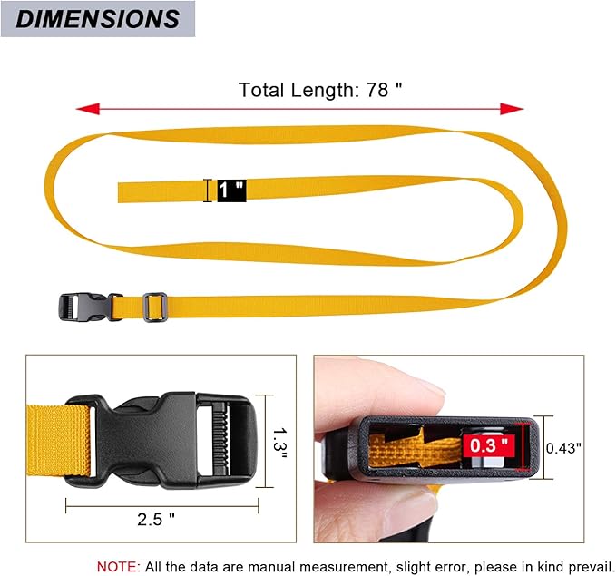 MAGARROW 78" x 1" Strap Buckle Packing Straps Adjustable 1-Inch Belt