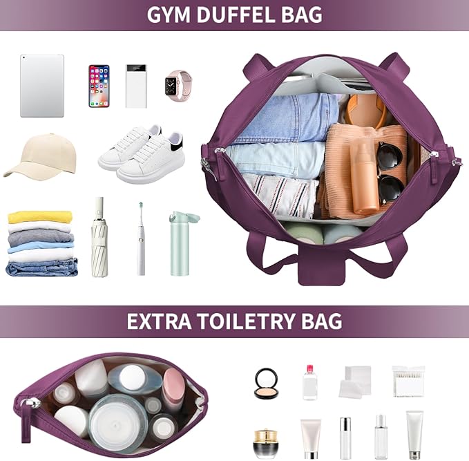 ETRONIK Gym Bag for Women, Personal Item Travel Bag with Shoes Compartment, Weekender Overnight Duffel Bag with Wet Pocket, Carry On Bag for Women, Travel, Gym, Weekend