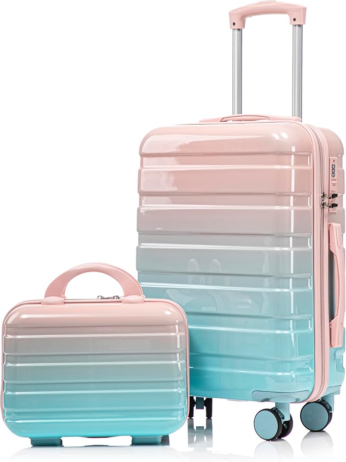 Hardside Luggage, Lightweight Suitcases with Spinner Wheels Transition Pink