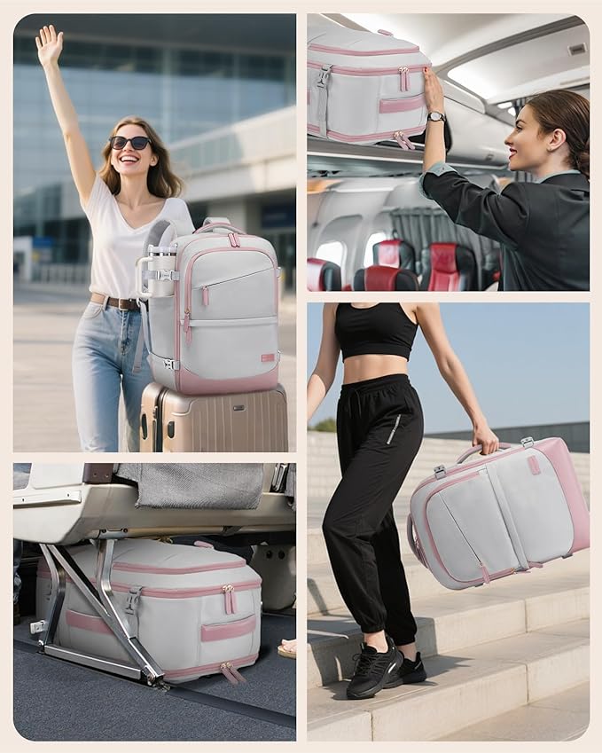 LOVEVOOK Travel Backpack for Women & Men, 40L Carry on Backpack Airline Approved, Large TSA Personal Item Travel Bag fits 17.3" Laptop, Business Weekender Bag for Essentials, 4Pcs