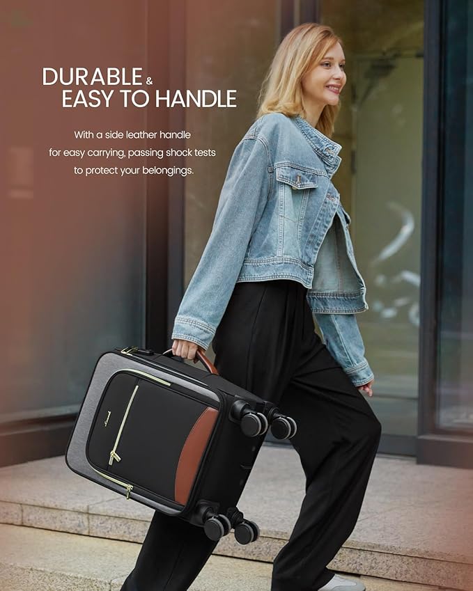 LOVEVOOK Carry On Luggage 22x14x9 Airline Approved, 20 Inch Softside Suitcases with Wheels, Lightweight Spinner Carry on Suitcase with TSA Lock, Water-Resistant Large Capacity Luggage for Travel